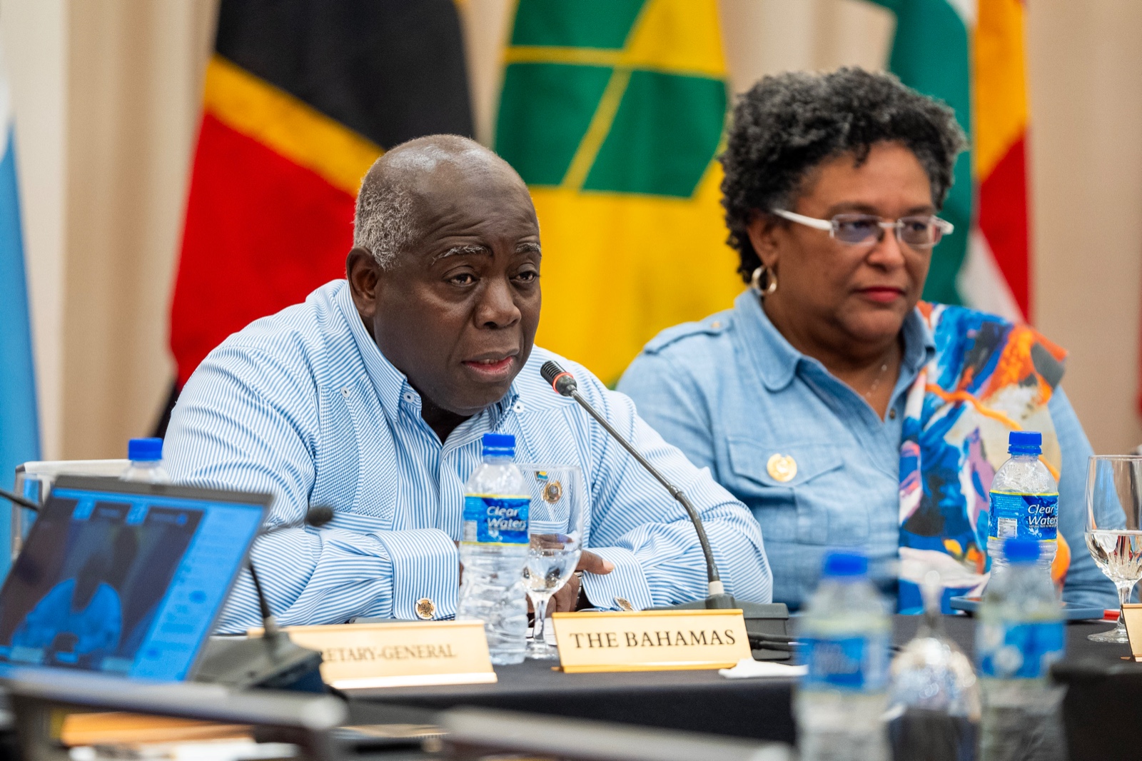 Bahamas Promotes Food Security Climate Finance And Security In Haiti   Bahamas Prime Minister Philip Davis And Barbados Prime Minister Mia Mottley 